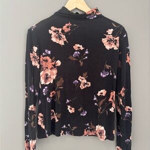 Dynamite Black Floral Long Sleeve Top